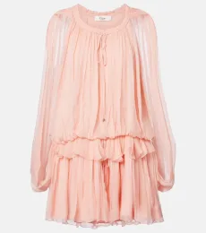 Chloà Caped ruffled silk muslin minidress Chloà Caped ruffled silk muslin minidress