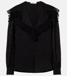ChloÃ Embroidered silk blouse