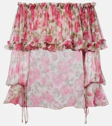 Chloà Floral off-shoulder silk top Chloà Floral off-shoulder silk top