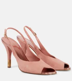 Chloà Flower 95 suede peep-toe pumps Chloà Flower 95 suede peep-toe pumps