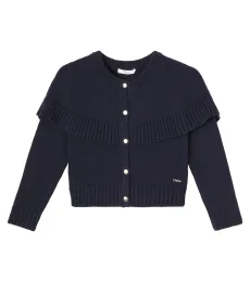 Chloà Kids Caped cotton and wool cardigan Chloà Kids Caped cotton and wool cardigan