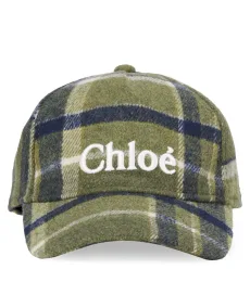 ChloÃ Kids Embroidered plaid baseball cap