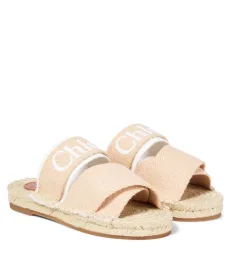 Chloà Kids Logo canvas espadrille slides Chloà Kids Logo canvas espadrille slides