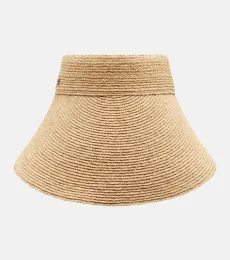ChloÃ Silk-trimmed raffia visor