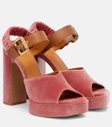 Chloé Aria 95 velvet platform sandals Chloé Aria 95 velvet platform sandals