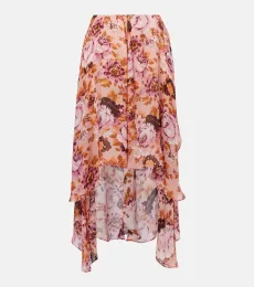 Chloé Asymmetric floral silk midi skirt Chloé Asymmetric floral silk midi skirt