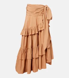 Chloé Asymmetric ruffled cotton maxi skirt Chloé Asymmetric ruffled cotton maxi skirt