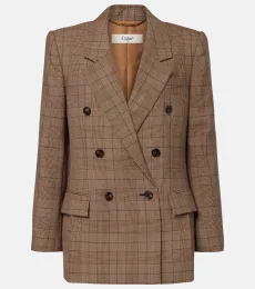 Chloé Blazer cruzado de lana a cuadros Chloé Blazer cruzado de lana a cuadros