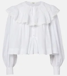 Chloé Blusa de gasa de algodón con encaje Chloé Blusa de gasa de algodón con encaje