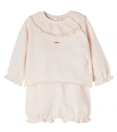 Chloé Kids Bebé - mono de algodón y cachemir con volantes