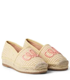 Chloe Kids Logo embroidered raffia espadrilles Chloe Kids Logo embroidered raffia espadrilles