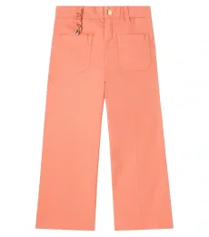 Chloé Kids Pantalones de algodón plisados con logo Chloé Kids Pantalones de algodón plisados con logo