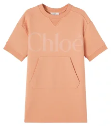 Chloé Kids Robe sweat-shirt en coton à logo Chloé Kids Robe sweat-shirt en coton à logo