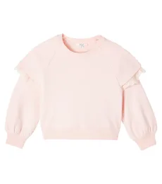 Chloé Kids Sweat-shirt en coton et dentelle