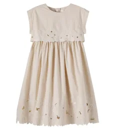 Chloé Kids Vestido de algodón con bordado inglés Chloé Kids Vestido de algodón con bordado inglés