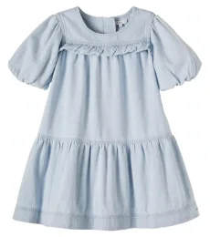 Chloé Kids Vestido de denim con volantes