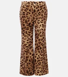 Chloé Leopard-print cotton velvet flared pants Chloé Leopard-print cotton velvet flared pants