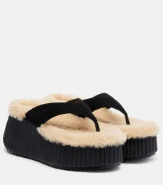 Chloé Mules compensées Nama en daim Chloé Mules compensées Nama en daim