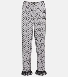 Chloé Pantalones slim de tul transparentes con lunares Chloé Pantalones slim de tul transparentes con lunares