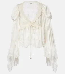 Chloé Top de satén de seda con encaje Chloé Top de satén de seda con encaje
