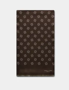 Chocolate Brown Medallion Scarf Wool Geometric Men's Chocolate Brown Medallion Scarf Wool Geometric Men's