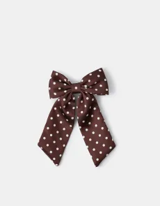 Chocolate Brown Polka Dot Bow Barrette Hair Clip Chocolate Brown Polka Dot Bow Barrette Hair Clip