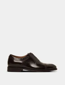 Chocolate Brown Semi Brogue Shoe Polido Calf Leather Plain Men's Chocolate Brown Semi Brogue Shoe Polido Calf Leather Plain Men's