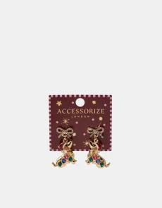 Christmas Sausage Dog Drop Earrings Christmas Sausage Dog Drop Earrings