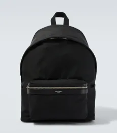 City leather-trimmed canvas backpack City leather-trimmed canvas backpack