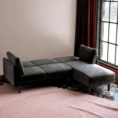 Clair Sprung Seat Sectional Sofa Bed in Black Velvet by Dorel Clair Sprung Seat Sectional Sofa Bed in Black Velvet by Dorel
