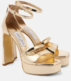Claressa metallic leather platform sandals Claressa metallic leather platform sandals