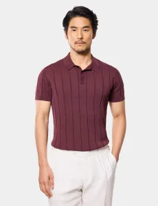 Claret Premium Knitted Rib Polo Shirt Cotton Plain Men's Claret Premium Knitted Rib Polo Shirt Cotton Plain Men's