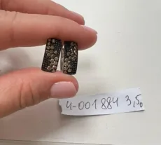 Classic 18k White Gold Earrings with Black and Brown Diamonds 4-001 884 Classic 18k White Gold Earrings with Black and Brown Diamonds 4-001 884