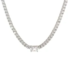 Classic Baguette Center Silver Choker Classic Baguette Center Silver Choker