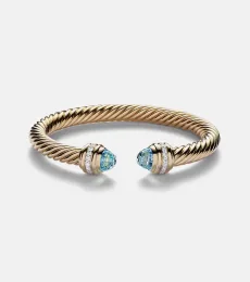 Classic Cablespira 18kt gold cuff bracelet with topazes and diamonds Classic Cablespira 18kt gold cuff bracelet with topazes and diamonds