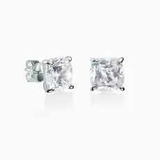 Classic Cushion Cut 8x8 mm Silver Stud Earrings Classic Cushion Cut 8x8 mm Silver Stud Earrings