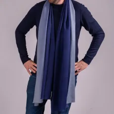 Classic Navy to Grey Fine Wool and Silk Scarf Classic Navy to Grey Fine Wool and Silk Scarf