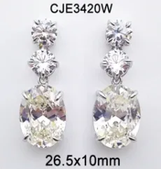 Classic Oval and Round Cut Silver Earrings