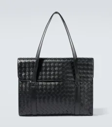 Classic Portfolio Intrecciato leather messenger bag Classic Portfolio Intrecciato leather messenger bag