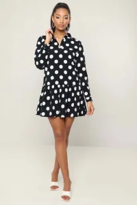 Cleo Black Spot Frill Mini Shirt Dress / Cleo Black Spot Frill Mini Shirt Dress /