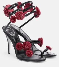 Cleo floral-appliqué satin sandals Cleo floral-appliqué satin sandals