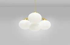 Cloudesley Small - DALI-B Chandelier satin brass with matt opal glass Cloudesley Small - DALI-B Chandelier satin brass with matt opal glass