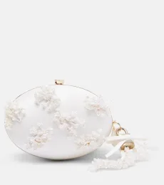Clutch Oval Small de satén adornado