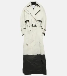Coated denim trench coat