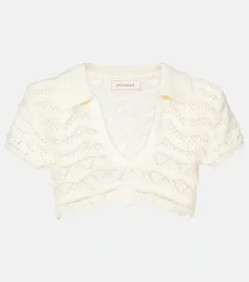 Coco knitted cotton-blend crop top
