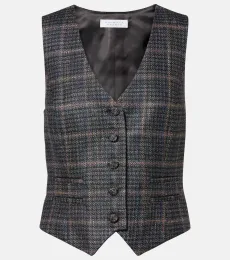 Coleridge checked wool and silk vest Coleridge checked wool and silk vest