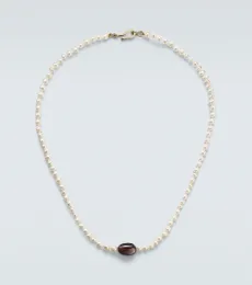 Collier en or 9 ct (3751000) avec perles deau douce et hessonite Collier en or 9 ct (3751000) avec perles deau douce et hessonite