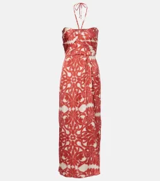 Collina printed satin midi dress