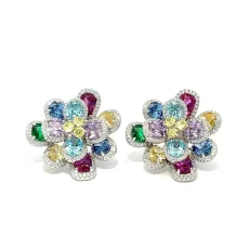 Colourful Flower Pin Clip-on Earrings Colourful Flower Pin Clip-on Earrings