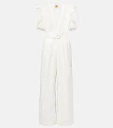 Combi-pantalon en coton à broderies anglaises Combi-pantalon en coton à broderies anglaises